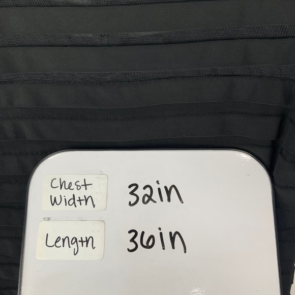 Adrianna Papell Black Tiered Ribbon Mesh Sheath Dress 10P Short Sleeve Cocktail - Picture 7 of 7